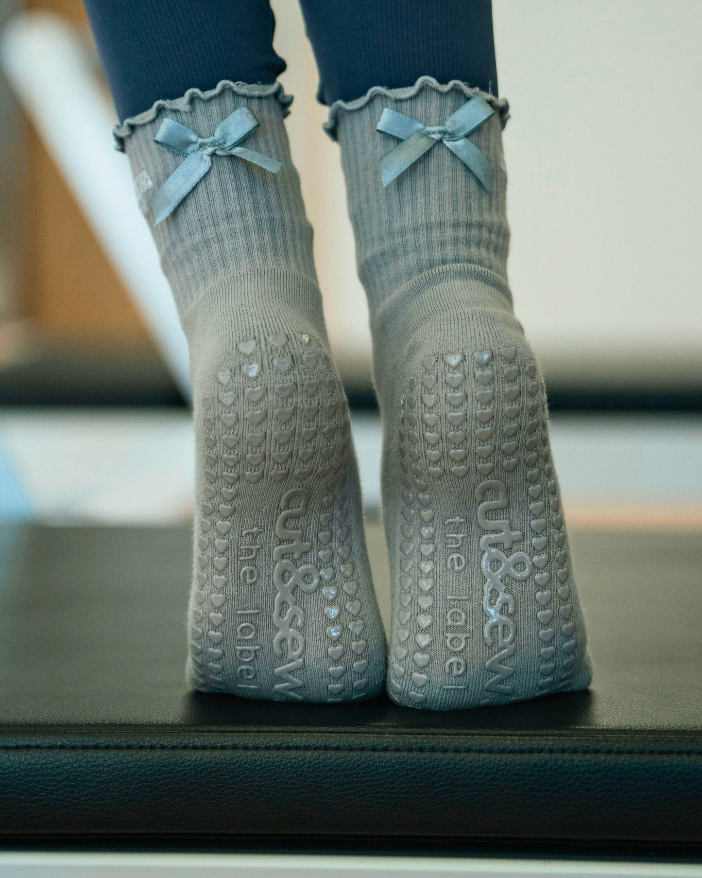 grey pilates grip socks