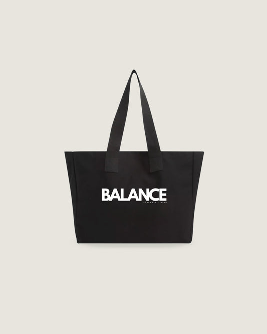 noir balance strength mind tote bag