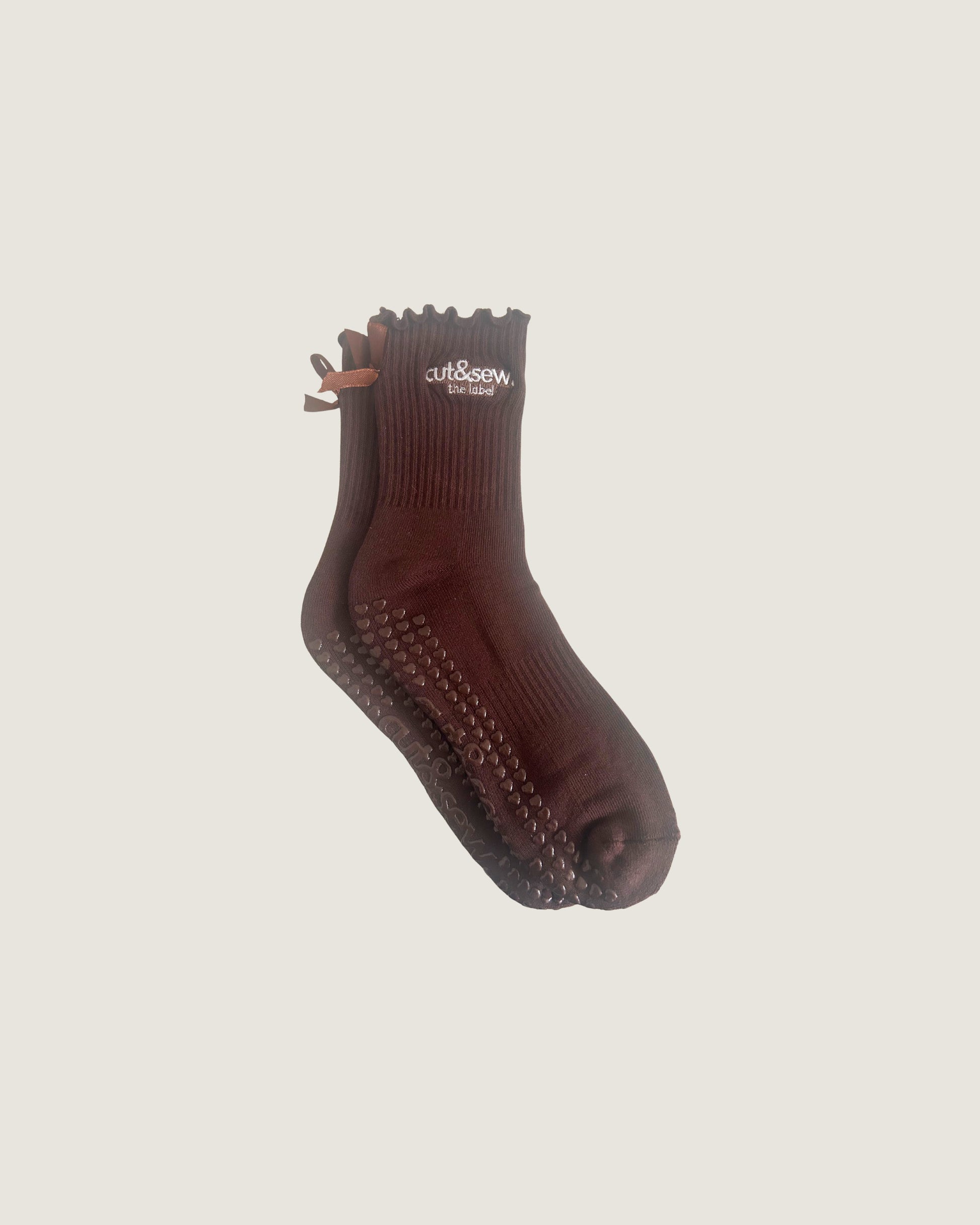 chocolate brown neutral grip sock